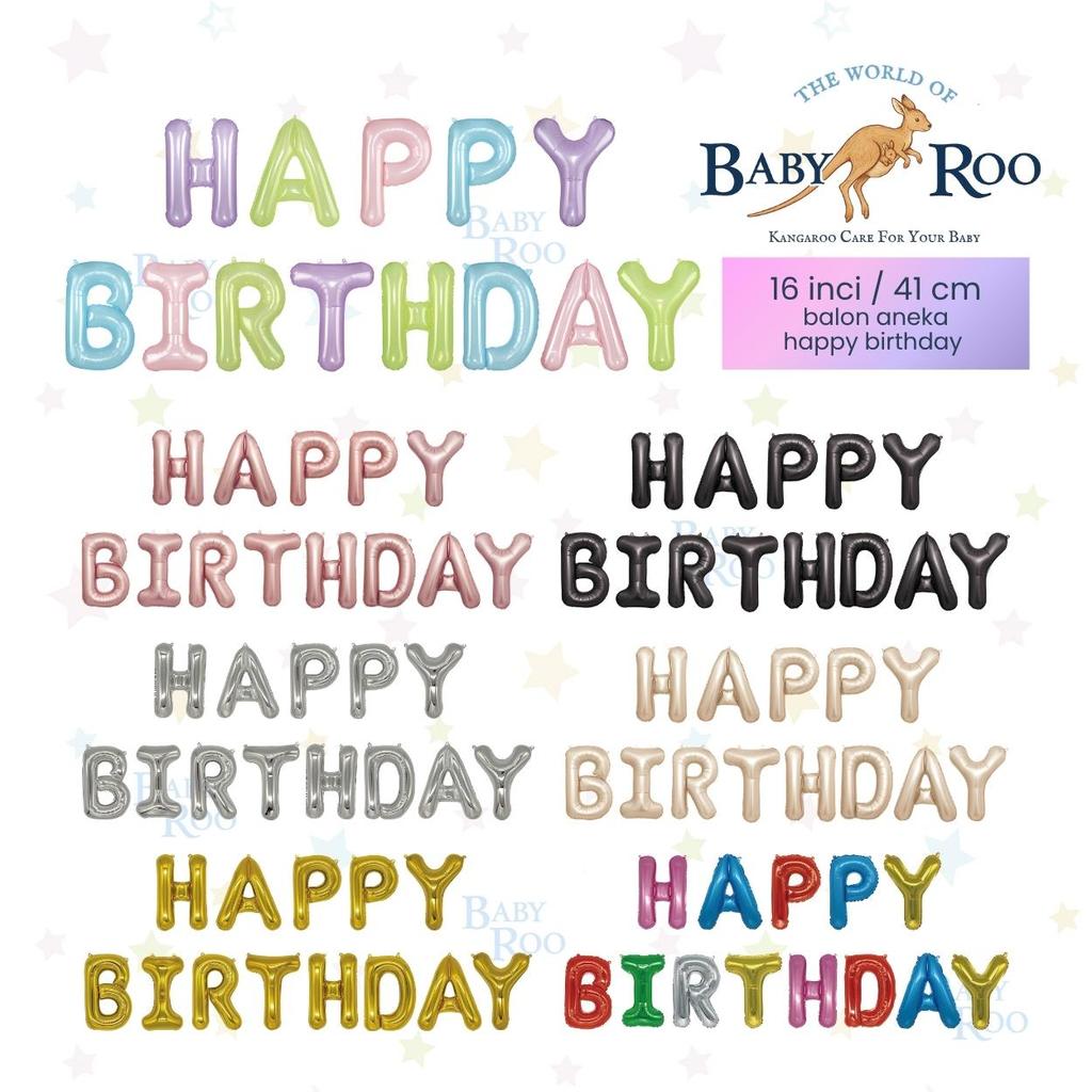 BABY ROO Happy Birthday / Ulang Tahun Jumbo 16 inch / 40 cm Balon Dekorasi Korea Tema Paket Bundle P
