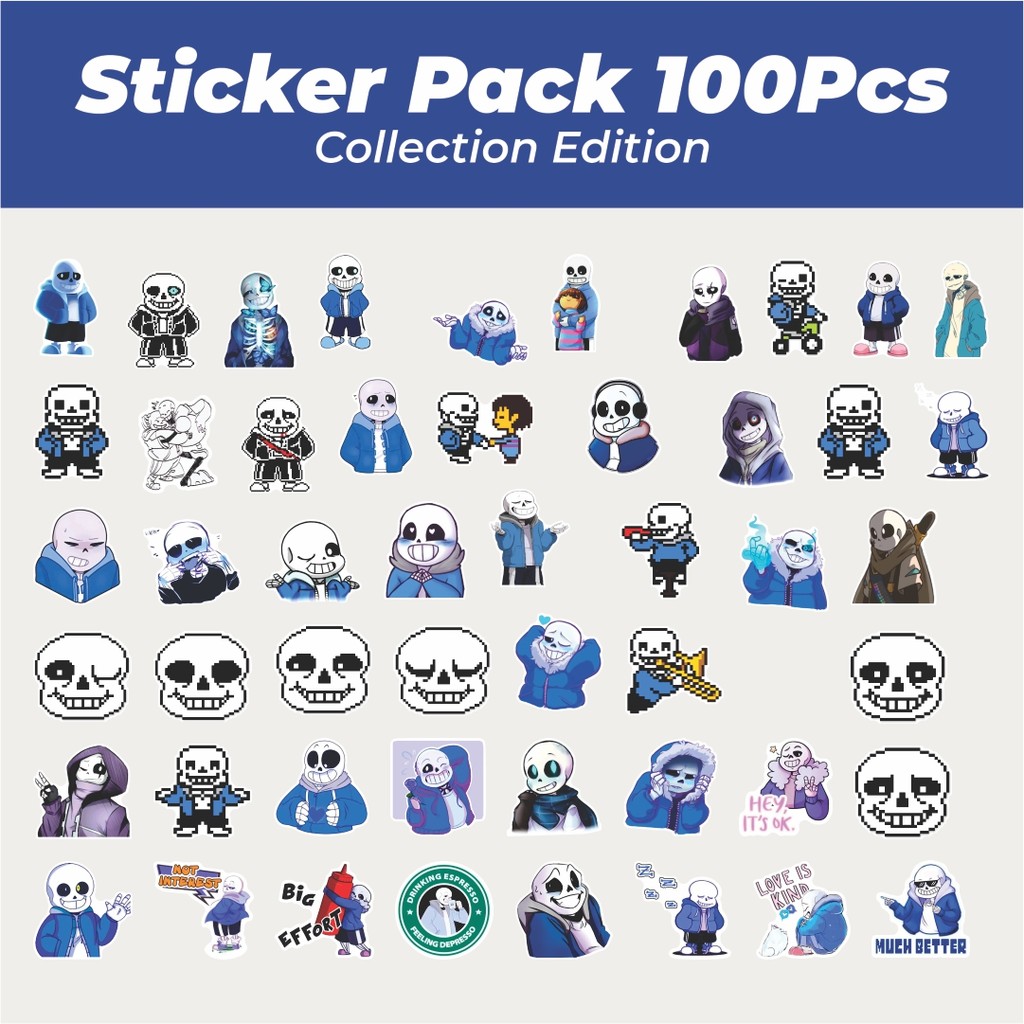 Hot Stiker Stiker SANS UNDERTALE Lucu Anti Air Stikers Berperekat Waterproof Sticker Decal Buat Moto