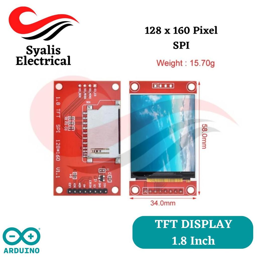 Display TFT LCD OLED 1.8 inch RED arduino [SYALIS]