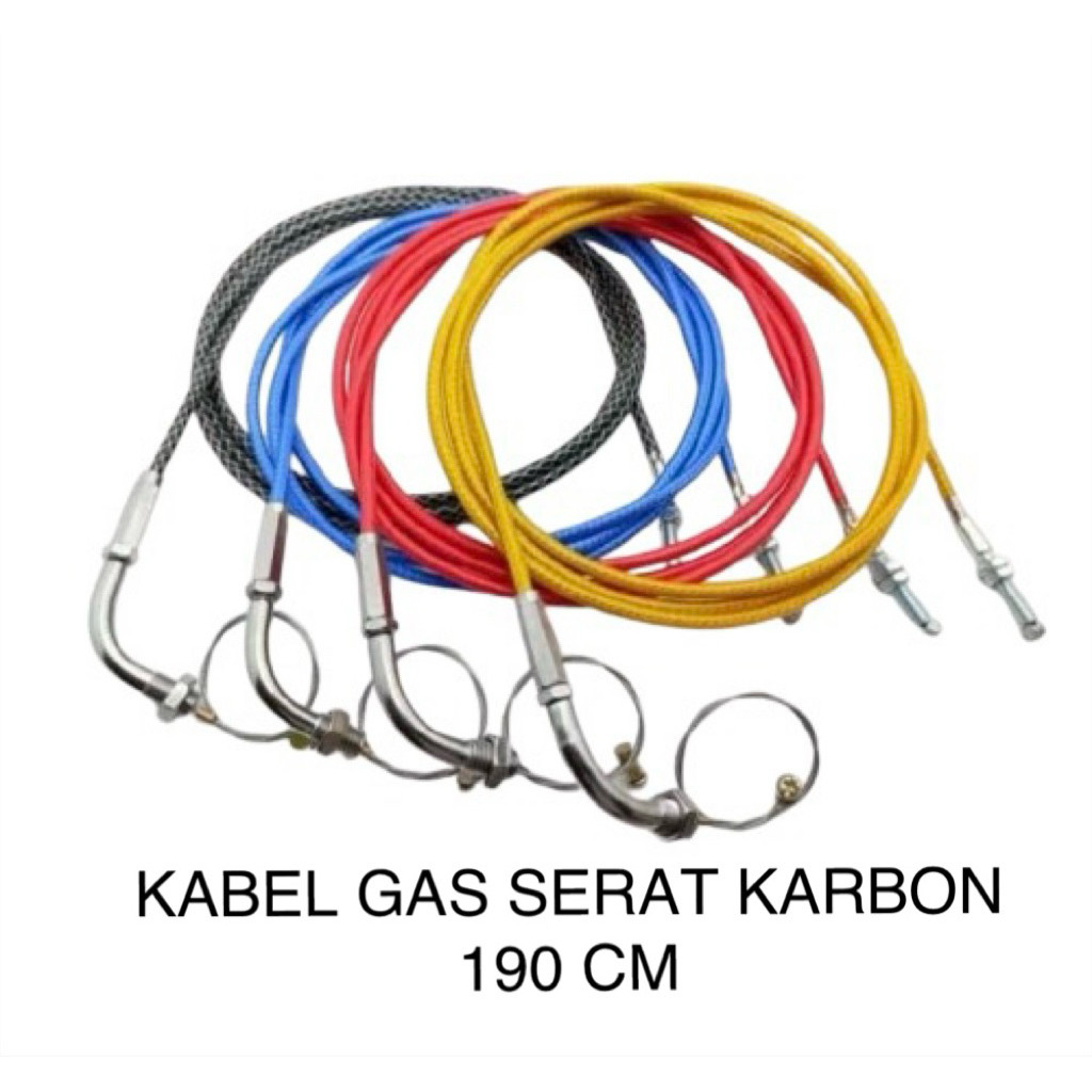 Kabel Gas Motor Selang Gas Motor Serat Karbon Import Thailand Ukuran 190 cm + L Gas Universal Motor