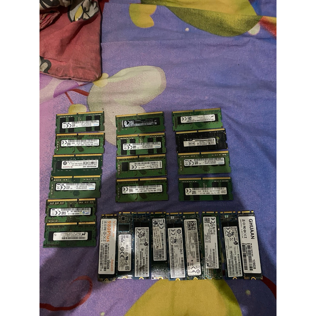 RAM Laptop DDR4 8GB & 16 GB SSD NGFF/NVME 256GB/128GB