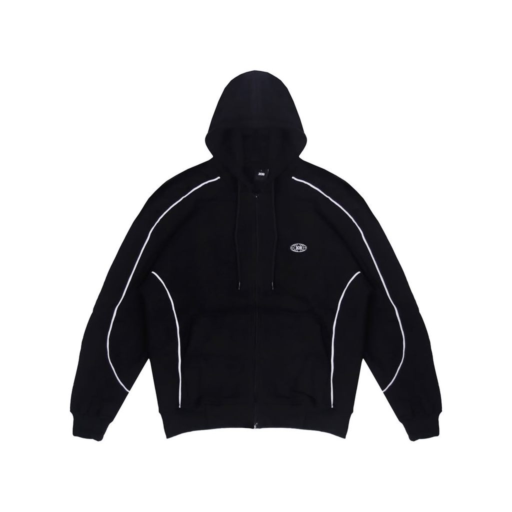 308 ABSLTUNSCRD - ZIP HOODIE BOXY STRIPE 308 RUBBER - BLACK