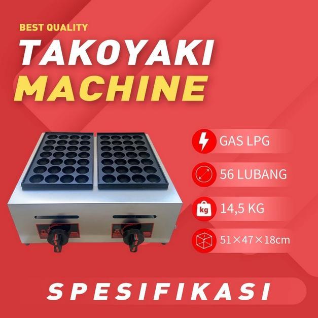 Kompor Takoyaki Gas 56 Lubang Mesin Takoyaki Cetakan Anti Lengket Panci Takoyaki Gas Stainless Steel