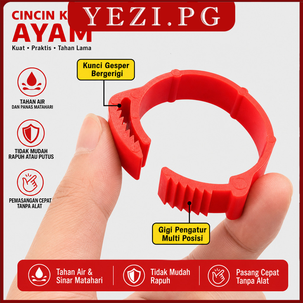 Ring Identifikasi Ternak Plastik Pengunci Gigi Anti Lepas Gelang Kaki Ayam Dewasa & Anak Ayam Warna 