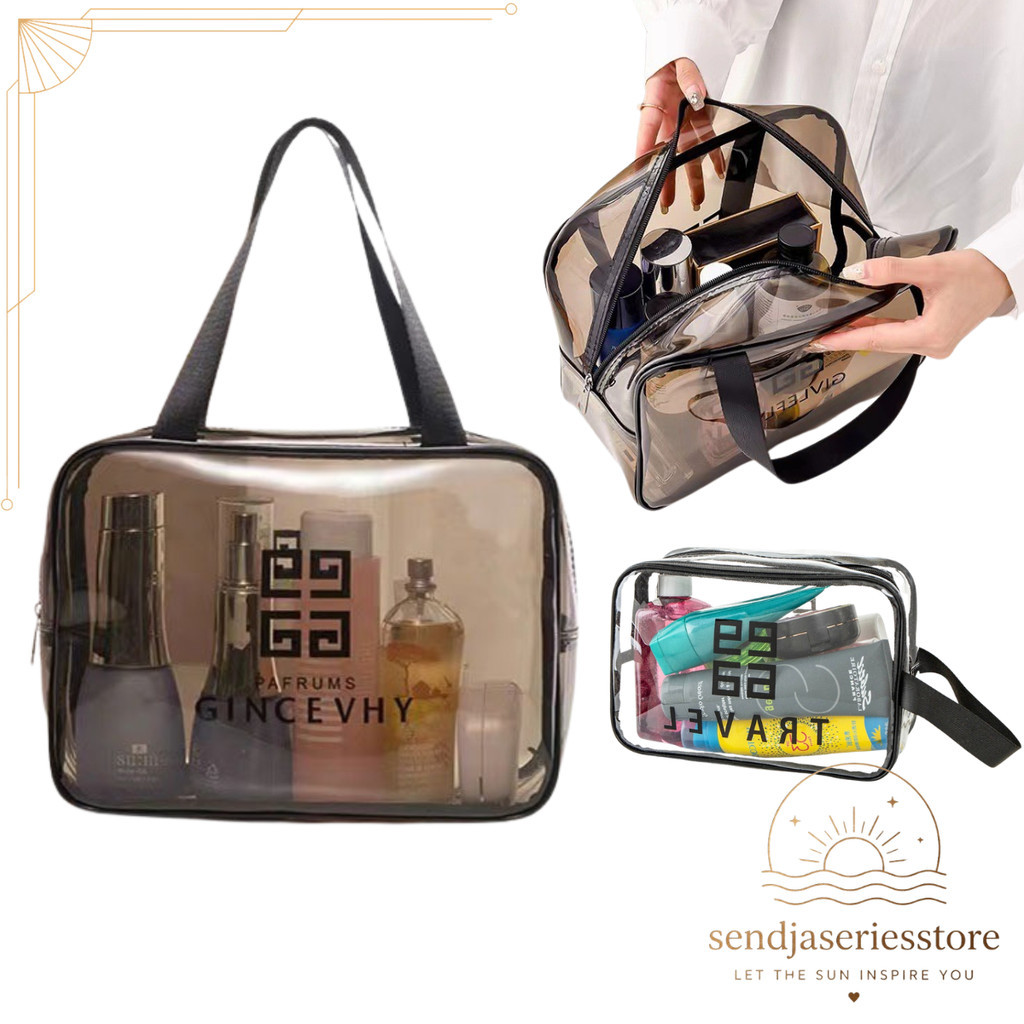 SS - TAS KOSMETIK TRANSPARANT H488 TRAVEL TRANSPARAN WASHBACK / POUCH KOSMETIK / TAS MAKE UP POUCH T