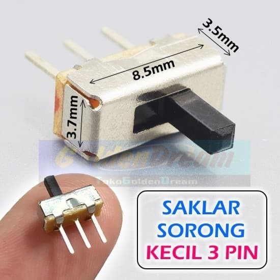 GRD - Saklar Geser Kecil 3 Pin SPDT 1P2T Sorong Toggle Switch SS12D00 G4 4mm