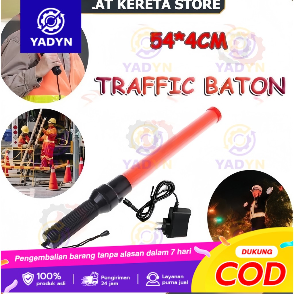 COD 54cm Polisi Bunyi Baton Lalu Lintas Tongkat Parkir Nyala Lampu Besar Charge Dan Tidak Ada Senter
