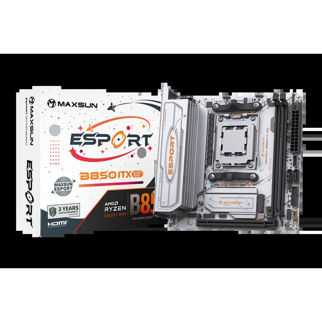 MAXSUN Motherboard Mobo eSport B850ITX WIFI ICE AMD AM5 - B850 DDR5 ITX - Garansi 3 Tahun Support Ry
