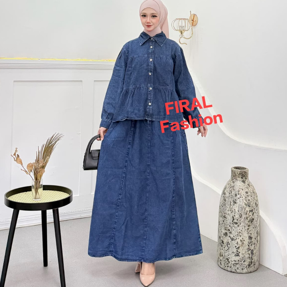 ZHITA SET ATASAN&ROK PANJANG BAHAN  SHOF JEANS DENIM PREMIUM