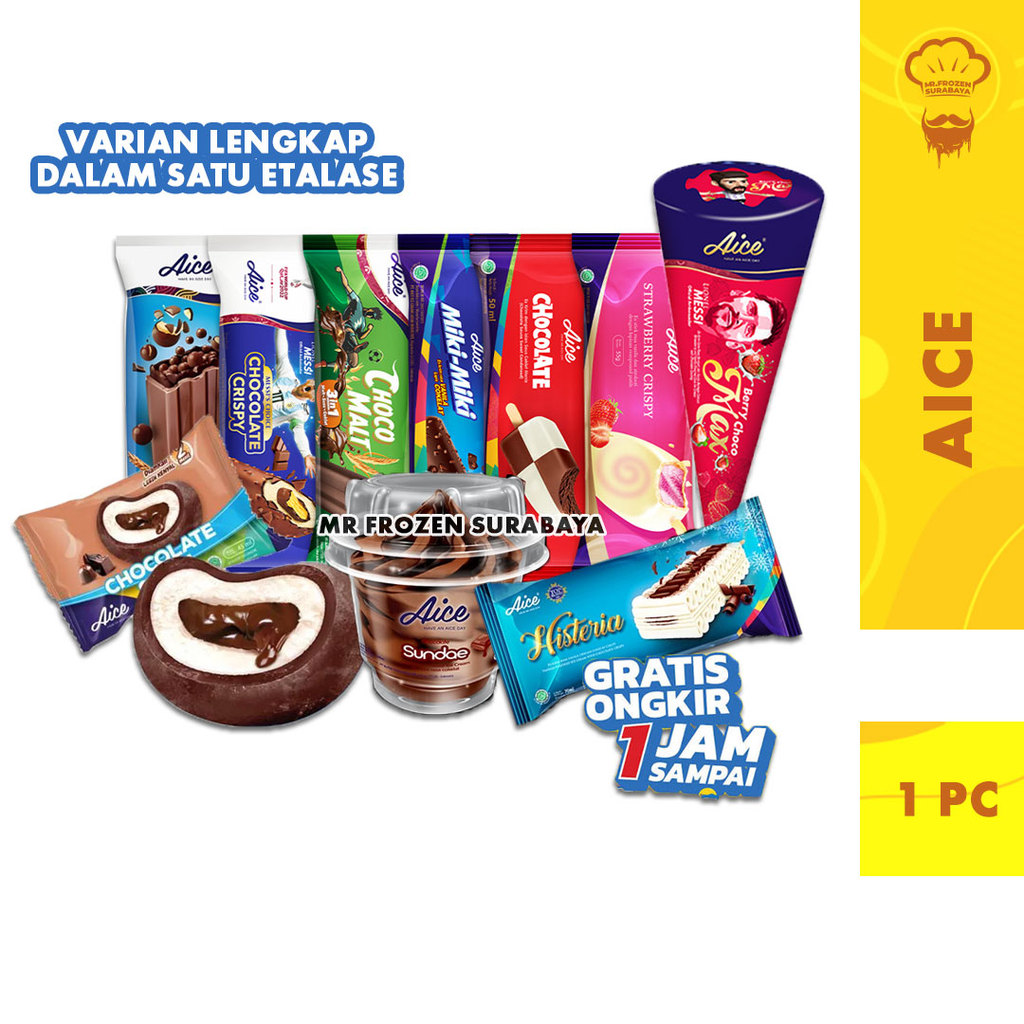 AICE Ice Cream Mochi Durian | Klepon | Chocolate | Strawberry | Crispy Sundae Cone Es Krim