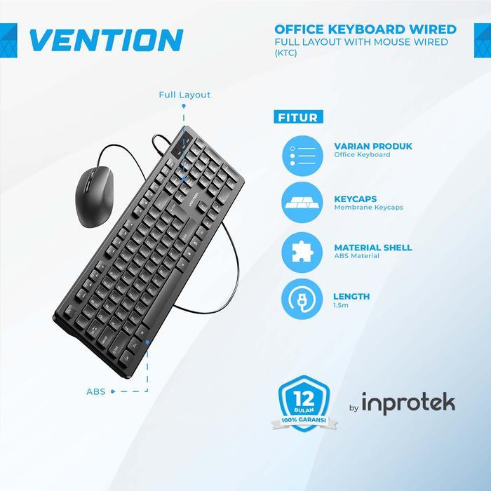Vention Keyboard Cable Wireless Keyboard Bluetooth Optical USB for PC Laptop Android - USB-A Wired