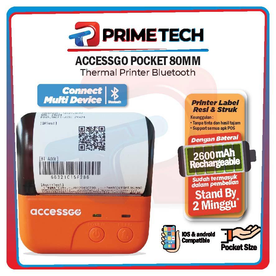 PRINTER THERMAL 80mm Accessgo Pocket Mini Printer Thermal Bluetooth - PrimeTech