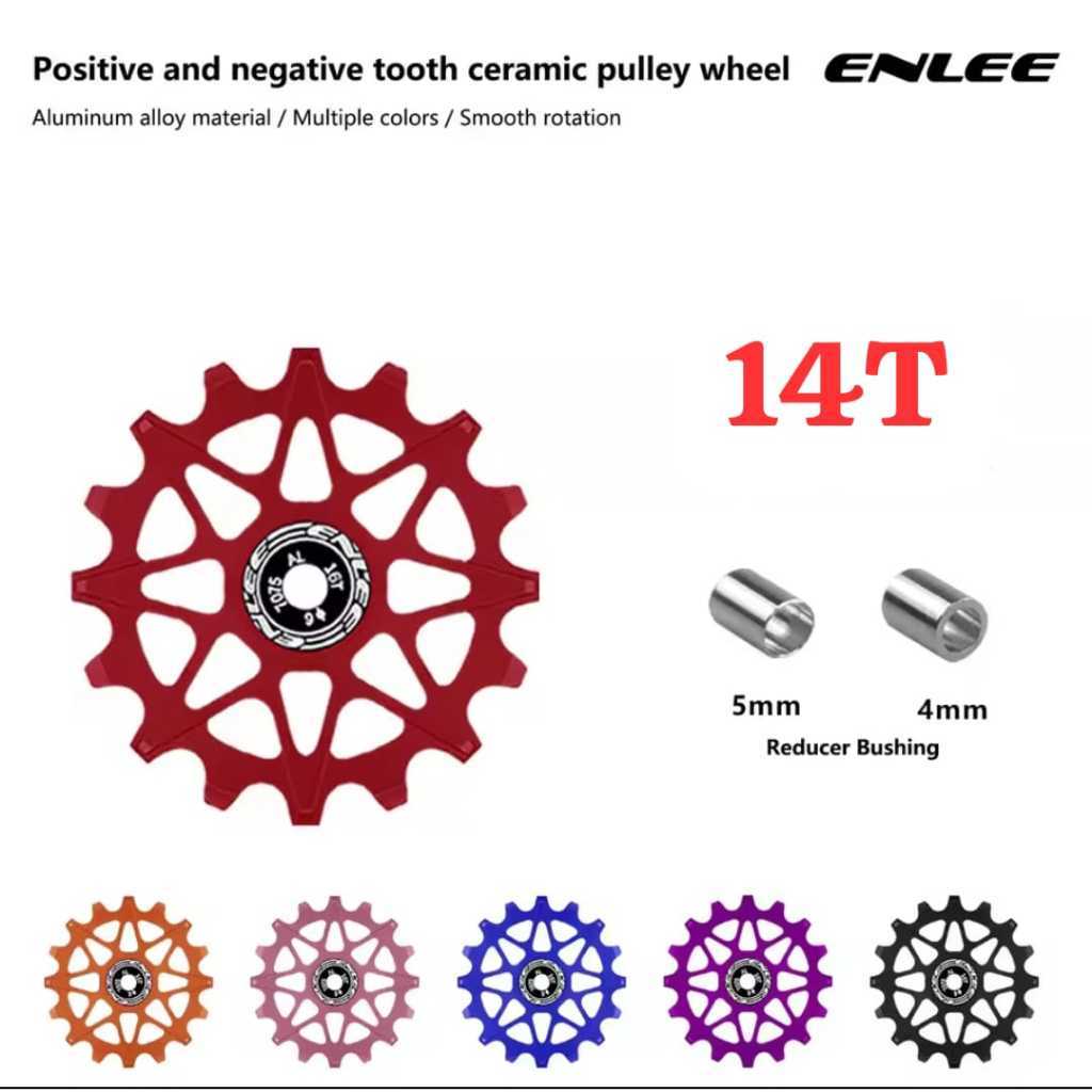 Foto Enlee Ceramic Pulley RD 14T Jockey Wheel Bearing Keramik Idler Pulley Ceramic Alloy Narrow Wide Loncer untuk Sepeda