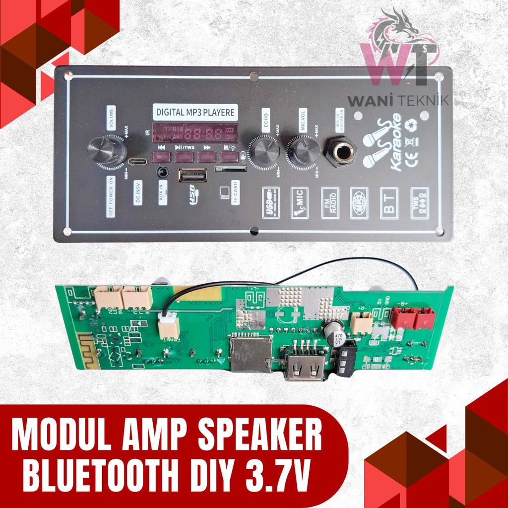 Modul Board Amplifier Bluetooth 3.7V Sparepart Servis Speaker Portable Rusak