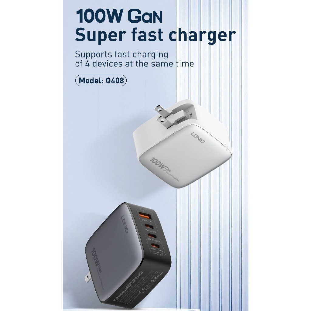 LDNIO Q408 - Super Charging Desktop Charger 4 Port - GaN 100W PD - Charger Terbaru dari LDNIO