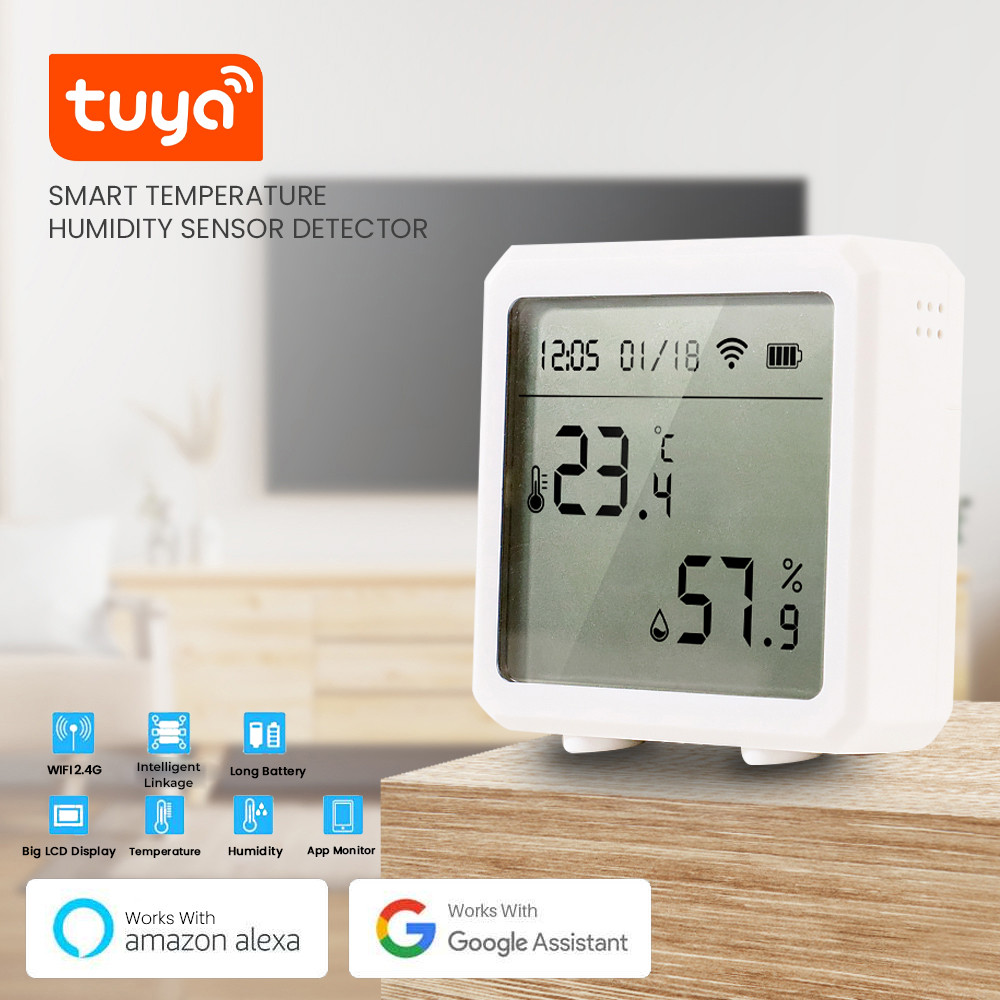 Smart Detektor Kelembapan Suhu Display Temperature Humidity Tuya Layar Sensor Detector WiFi Sensor I