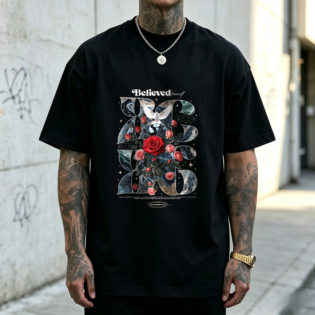 Kaos Unisex Daun Palem Tropis Aesthetic