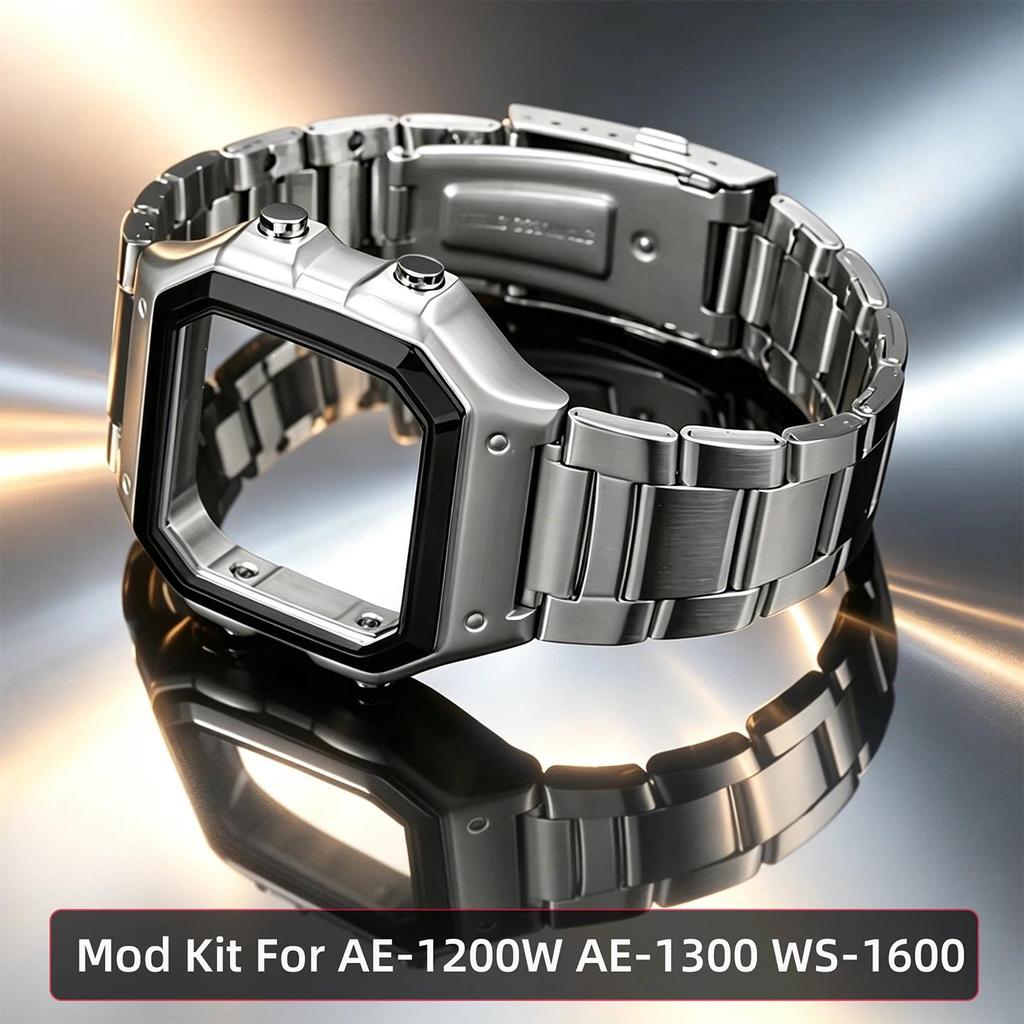 Stainless Steel Wat Case Band Mod Kit For Casio Royale Mod AE-1200 (3299) AE-1200WH AE-1300 WS-1600H