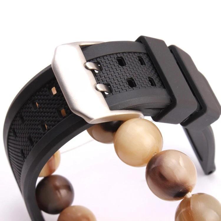 For Luminox 3051 3182 Black Rubber Silicone Men Waterproof Solid Stainless Steel Needle Buckle 20 23