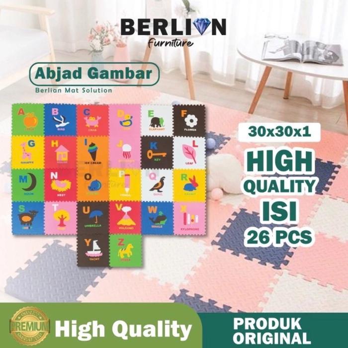 EVAMAT Matras puzzle Abjad Jumbo Gambar Uk 30x30 cm Tbl 1 cm isi 26 Pcs / Alas bermain anak / Mainan