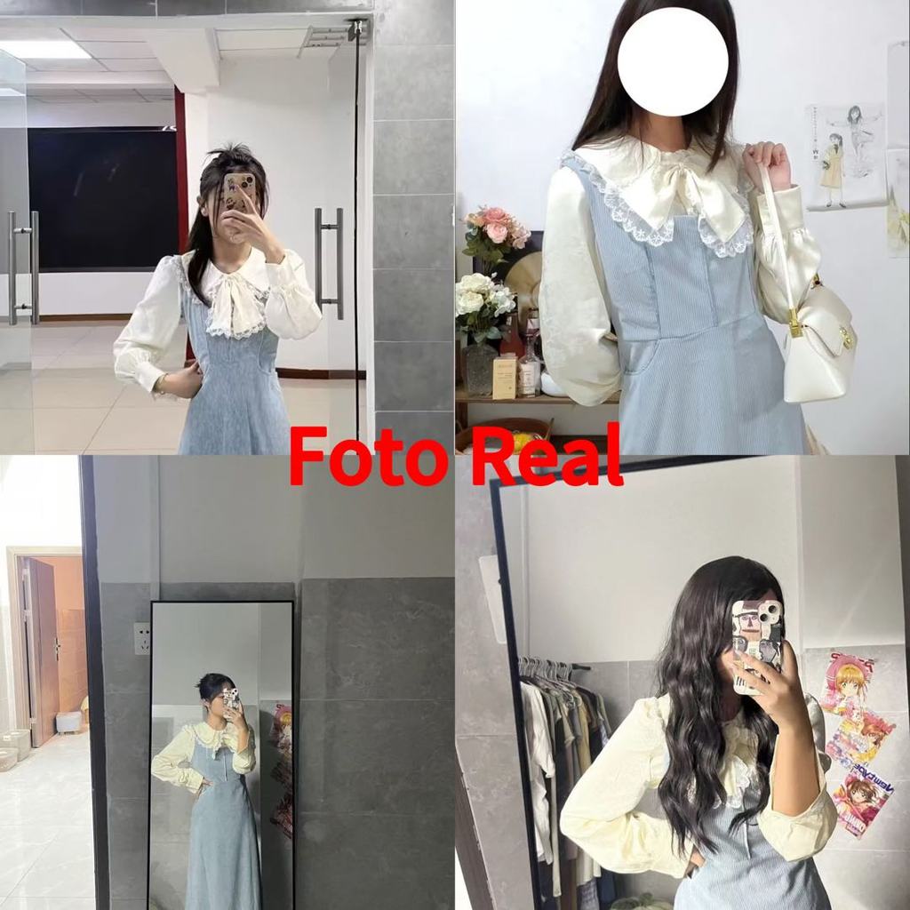 [ Crunchy Brulee ] Setelan Wanita Kemeja Pita Dan Dress Panjang Elegant Office Wear Korean Style