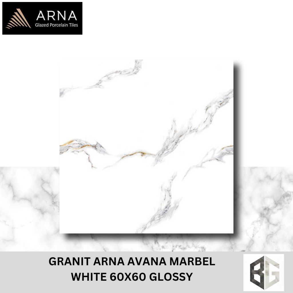 Granit Lantai Arna Divya Marbel 60x60 Glossy White Motif Marble