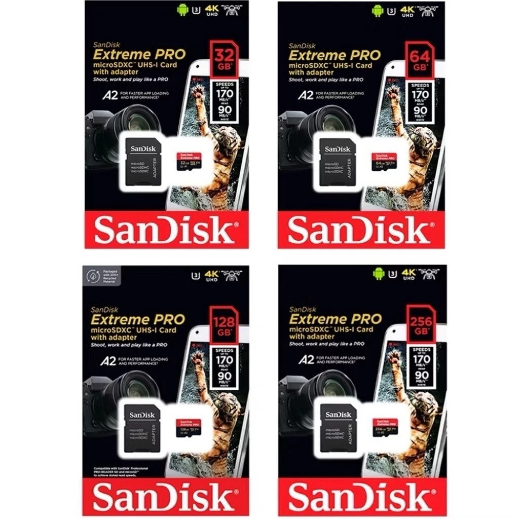 Netcom Store SanDisk Extreme PRO MicroSD Card 32GB 64GB 128GB 256GB 512GB Original Memori Card adapt