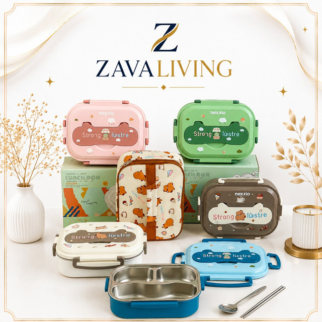 ZAVA LIVING LUNCH BOX KOTAK MAKAN 3 SEKAT 4 SEKAT STAINLESS STEEL / SET ALAT MAKAN ANAK STAINLESS / 