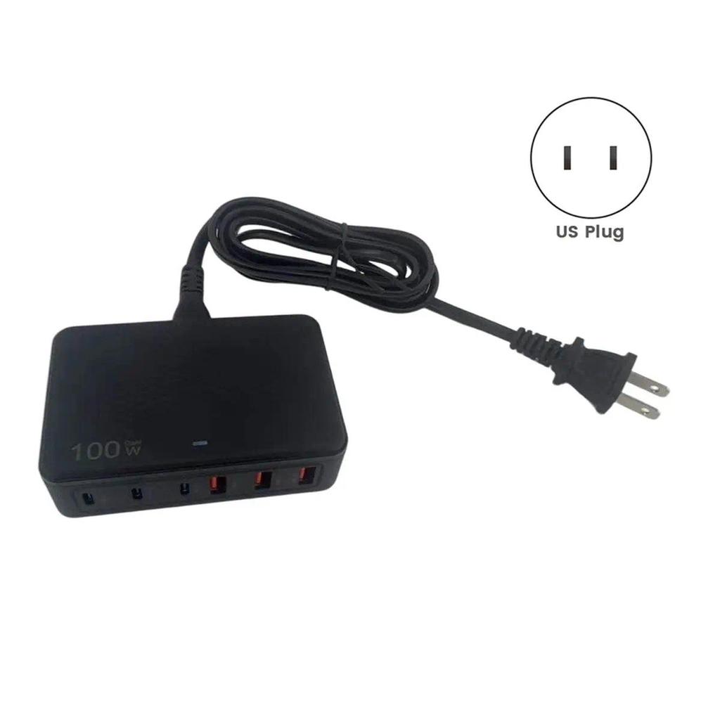 (DT93) Fast Charger Block, GaN 6 Port USB C A Charging Station, 100W Multiport Type C Wall Charger P