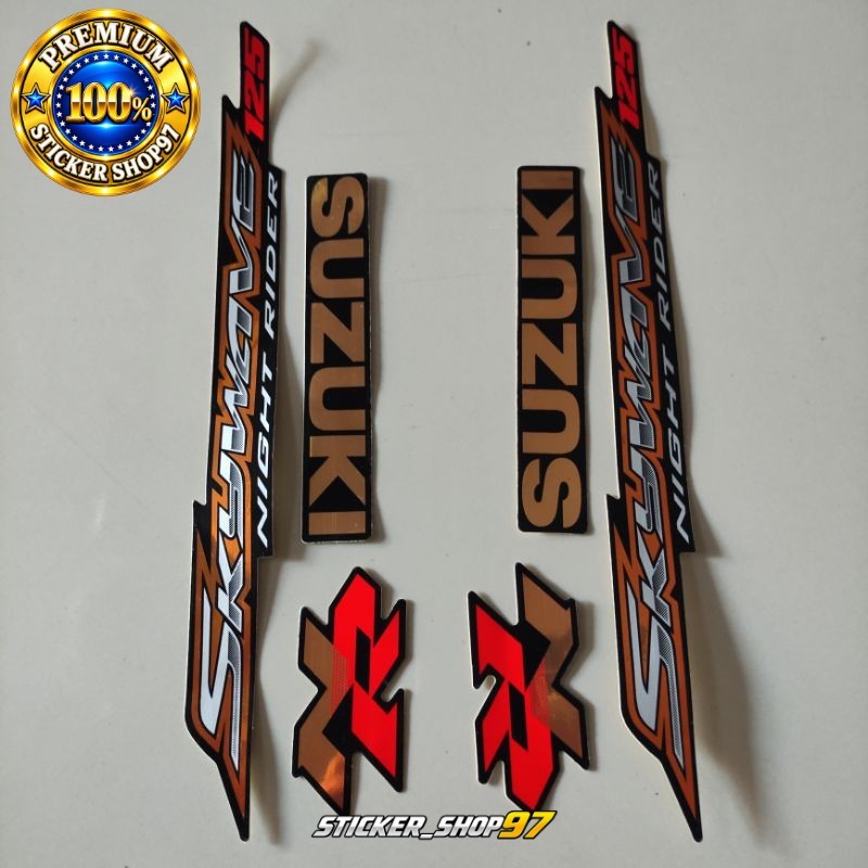 Striping Suzuki skywave 2008 Nr 125 hitam gold stiker motor    kualitas original