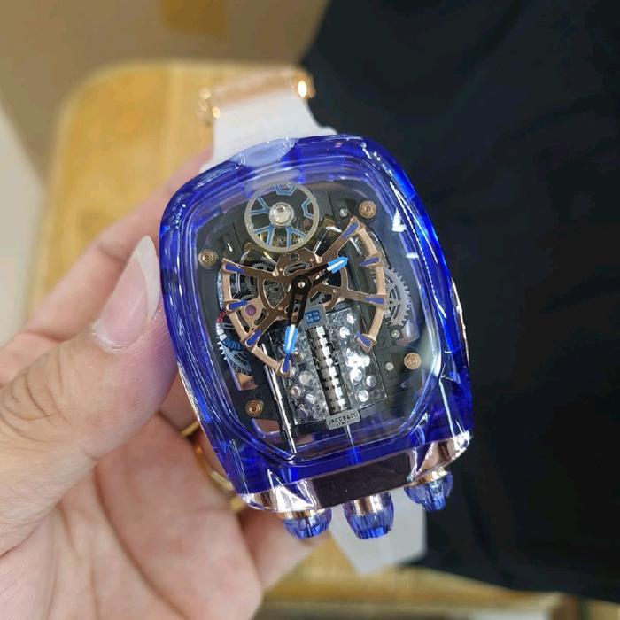 anitajayaabadi Jam tangan Automatic Swiss JACOB & CO Bugatti Chiron Sapphire Rubber - blue rose