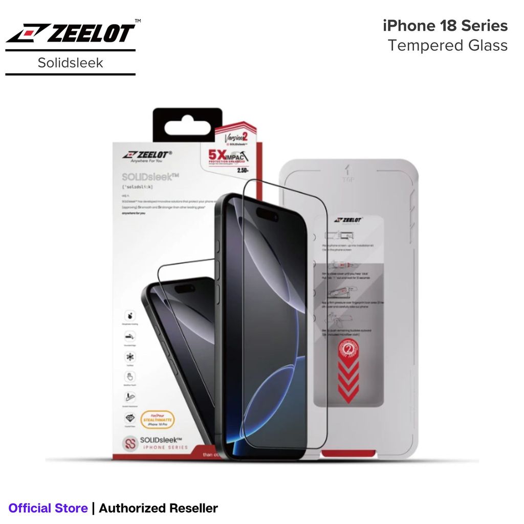 ZEELOT SOLIDsleek V2 (2.5D+) for iPhone 18 Pro / 18 Pro Max / Duo Series with EasyFit Installation K