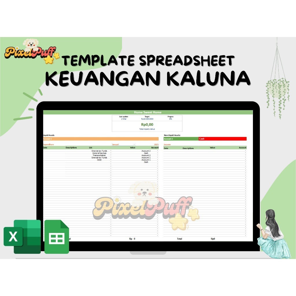 Template Keuangan Kaluna Home Sweet Loan - Template Spreadsheet Keuangan Template Excel Keuangan Sim