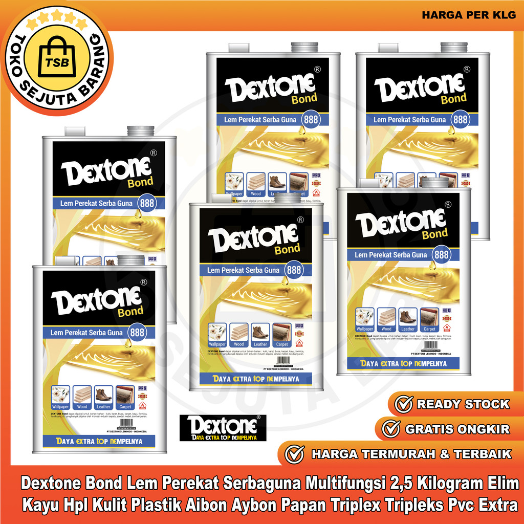 Lem Dextone Bond 888 Kaleng 2.5Kg Perekat Tahan Cuaca Serbaguna Tekanan Berat Permukaan Beton Logam 