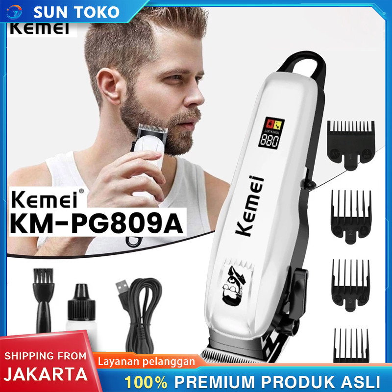 ( BISA COD ) Hair Clipper Kemei KM PG809a 3IN1 Rechargeable Alat Cukur Rambut Kumis dan Jenggo/Mesin