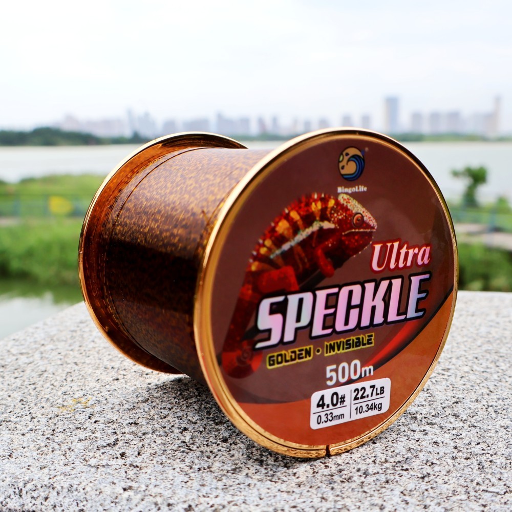 Bingolife Senar Pancing Golden Speckle Invisible Nilon 500m Ultra Fishing Line Kuat Dan Anti Keritin