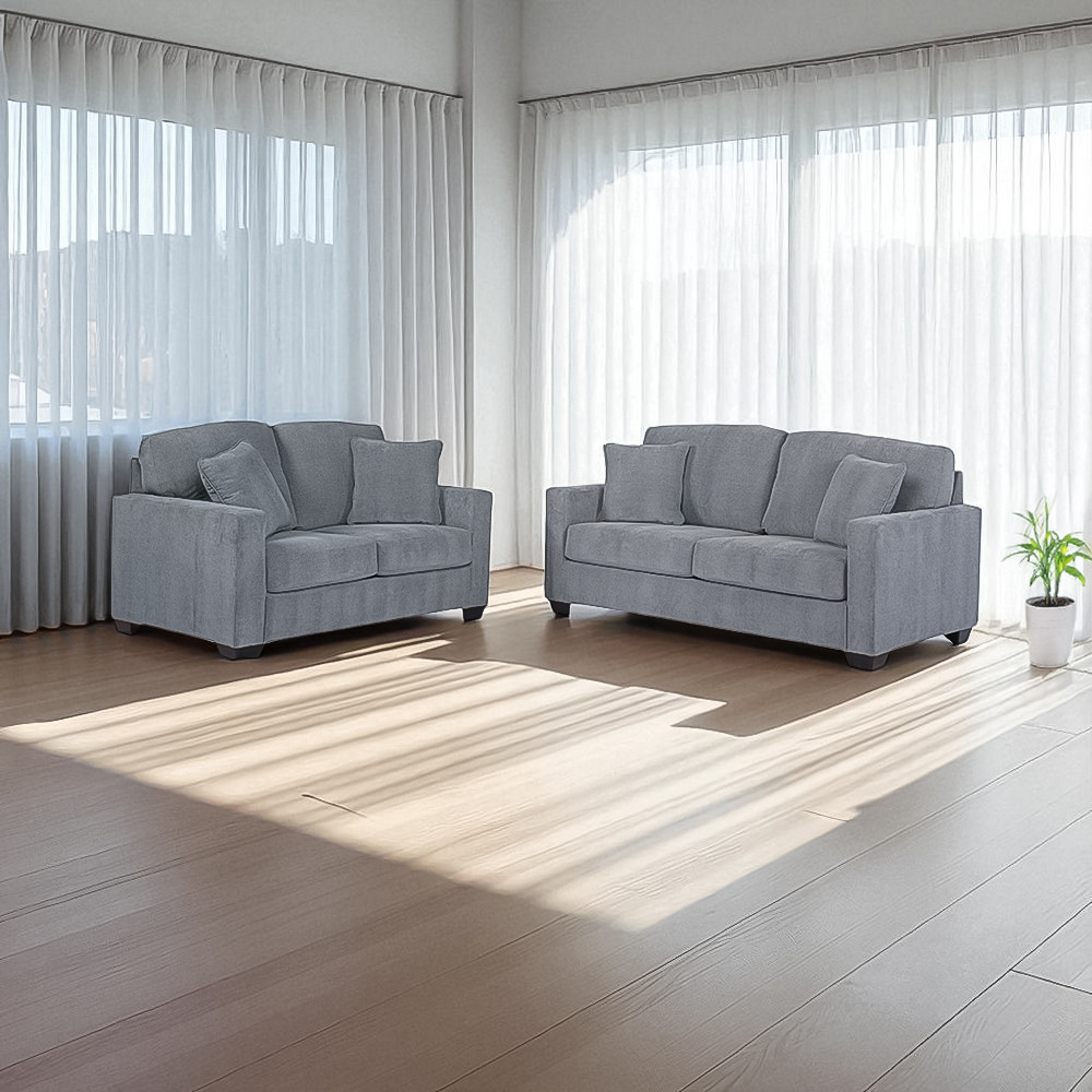 Ashley Bavello-8 Set Sofa Fabric - Abu-abu