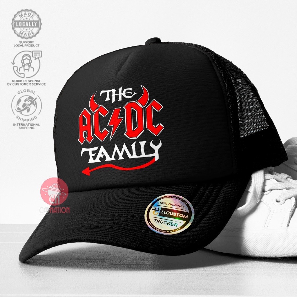 Topi Acdc /Topi Trucker /Topi Jaring /Trucker Hat /Trucker Cap /Topi Original /Topi Pria /Topi Baseb