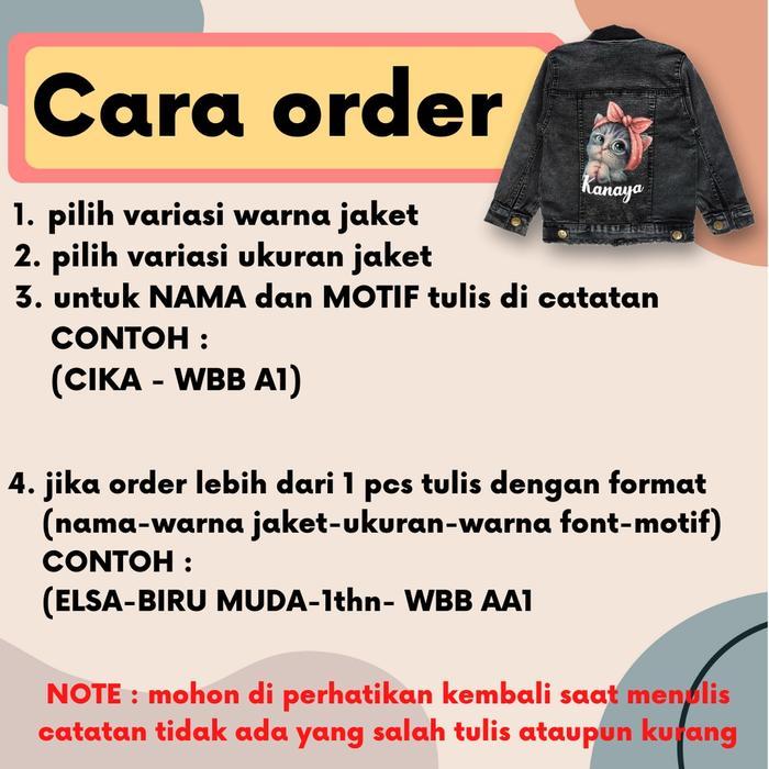 TERBEST// JAKET JEANS ANAK MOTIF COSTUM NAMA / JAKET ANAK PEREMPUAN