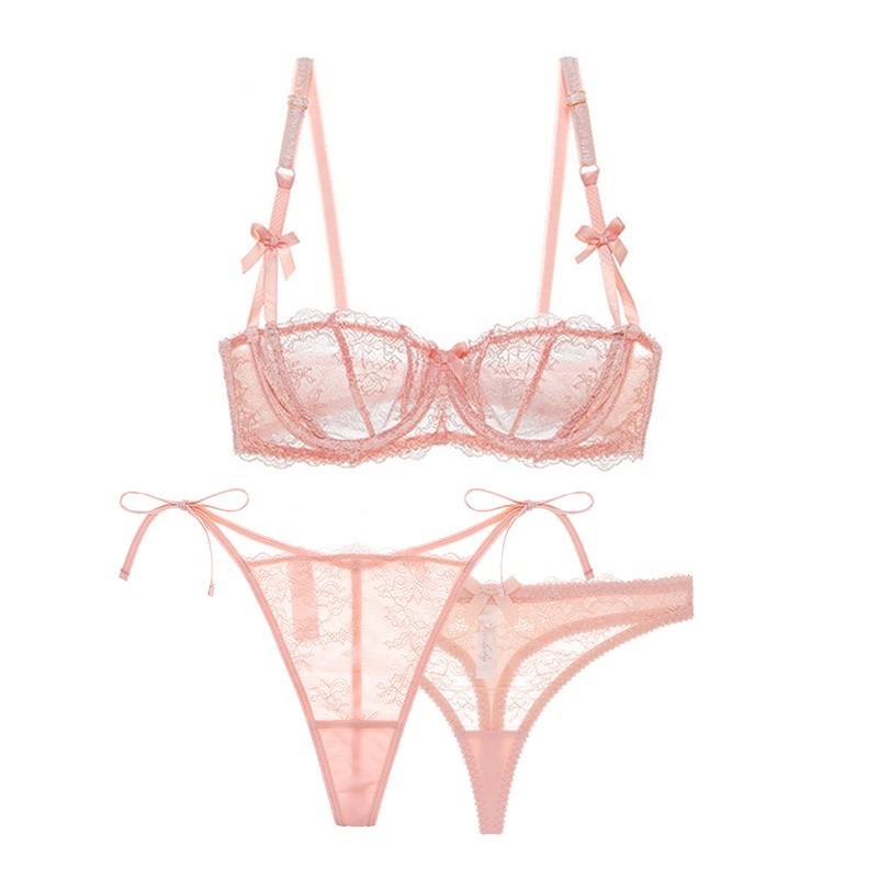 Varsbaby Seksi Renda Bow Half Cup ditambah ukuran pakaian dalam Set 3piece / lot 1Bra + 2Nyaman Rend