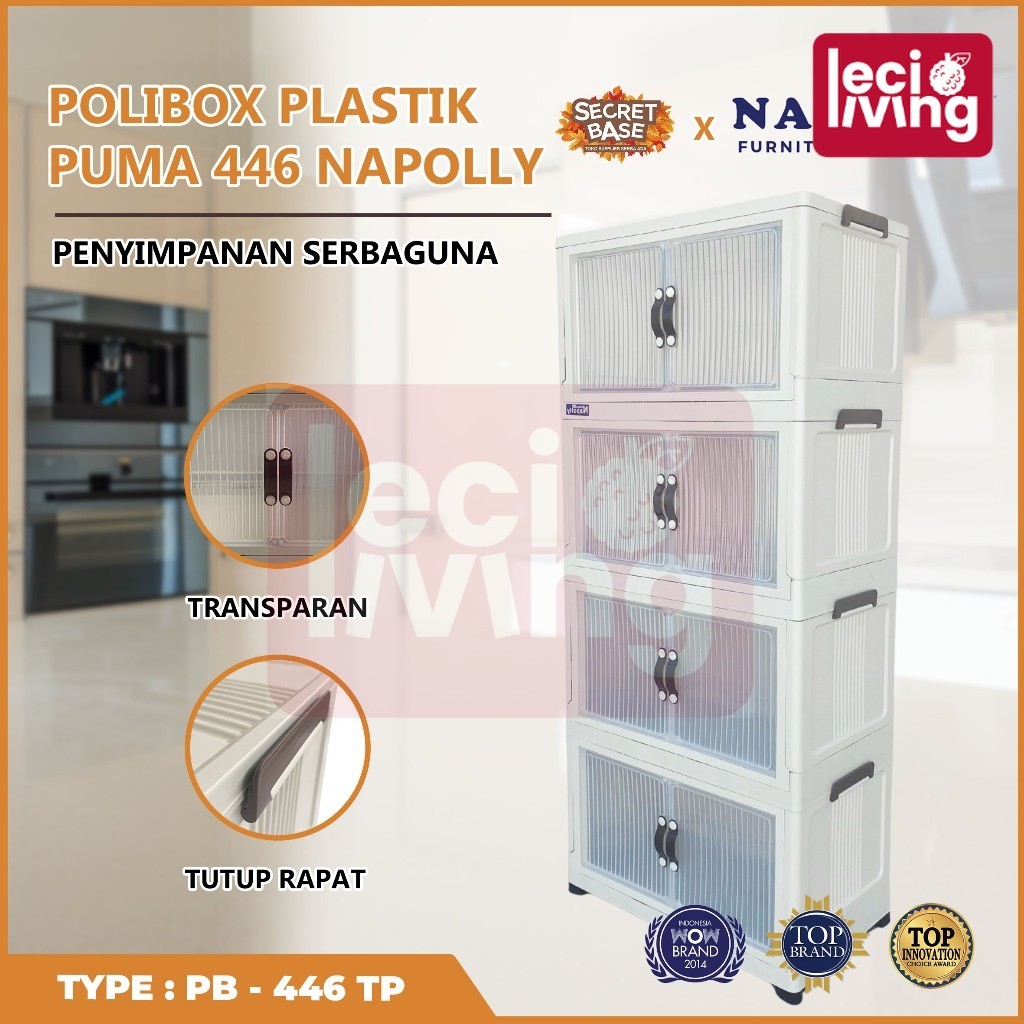 NAPOLLY POLIBOX 446 SUSUN 4 + RODA - Almari Plastik/ Bok/ Lemari Jumbo