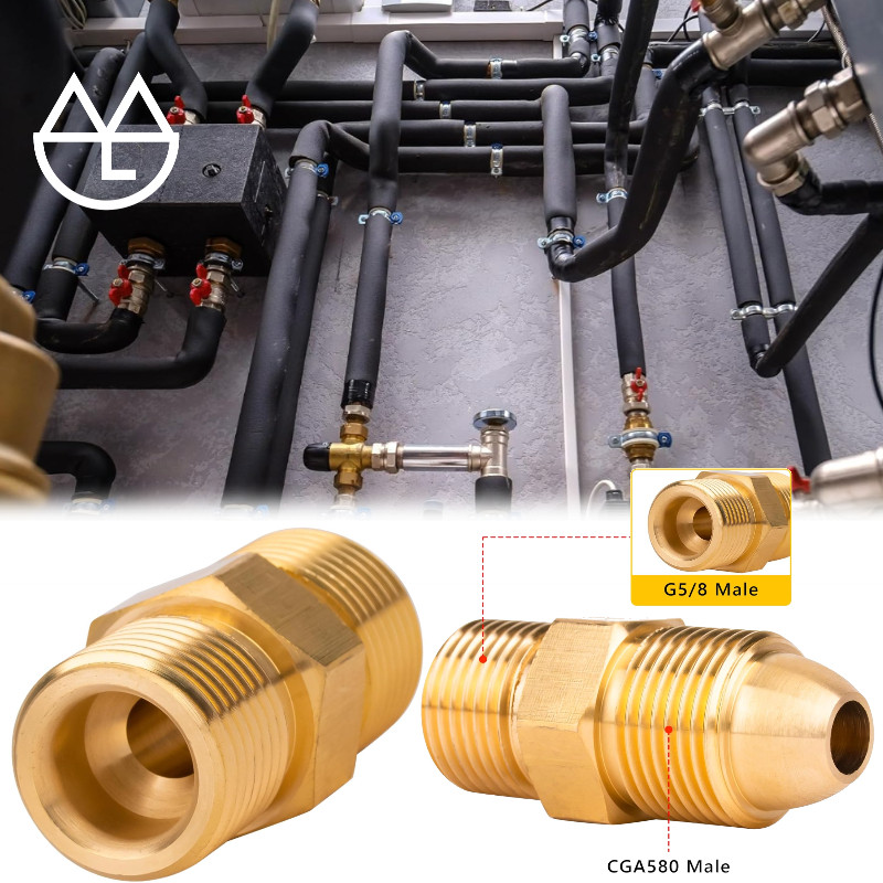 Adaptor Double Nepel Kuningan G5/8 Konektor Oksigen Ke Co2