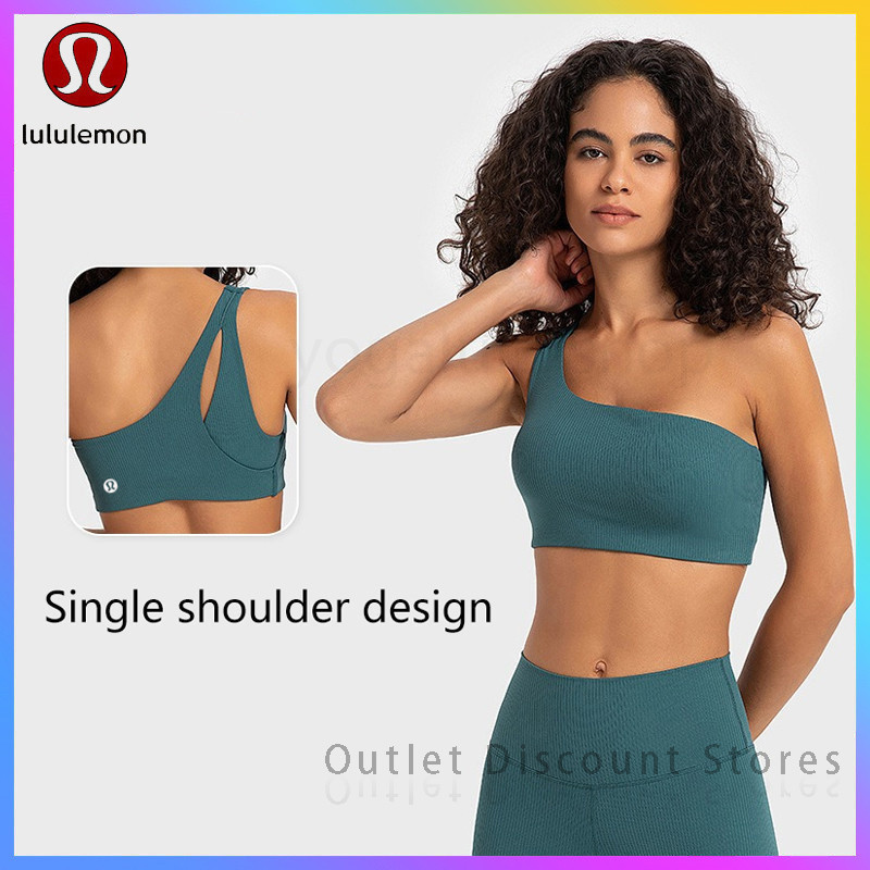 Lululemon One Shoulder Yoga Sports Bra Rib Material Detachable Chest Pads DW369