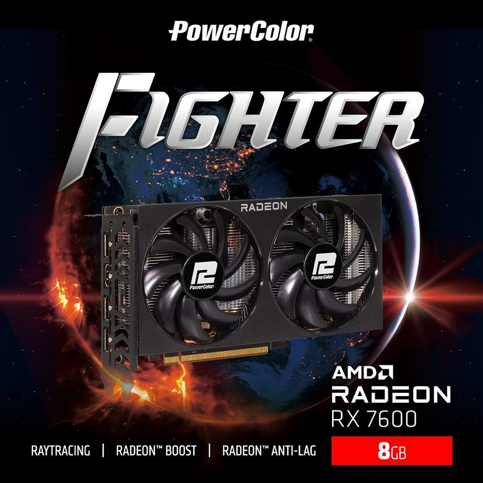 VGA POWERCOLOR RX 7600 8GB D6 FIGHTER | AMD Radeon RX7600 8GB GDDR6