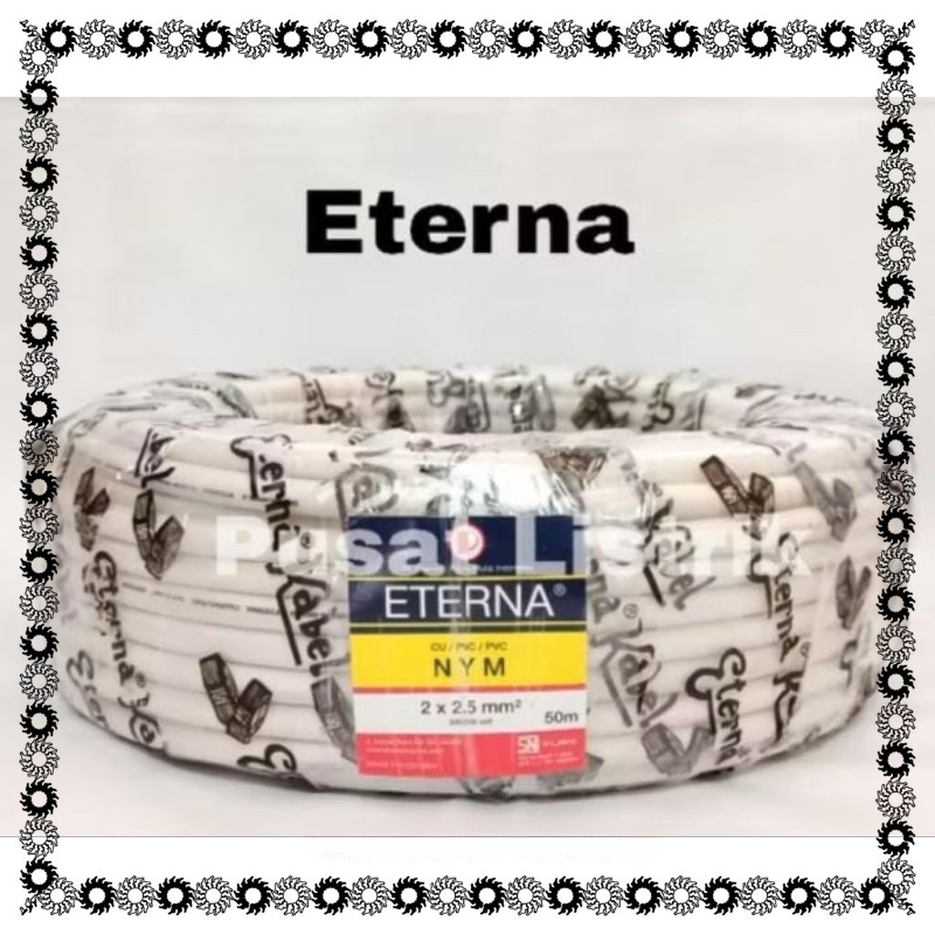 kabel nym 2x2,5 mm eterna panjang 50meter kabel instalasi kabel listrik isi 2 kabel besar 2,5mm kuli