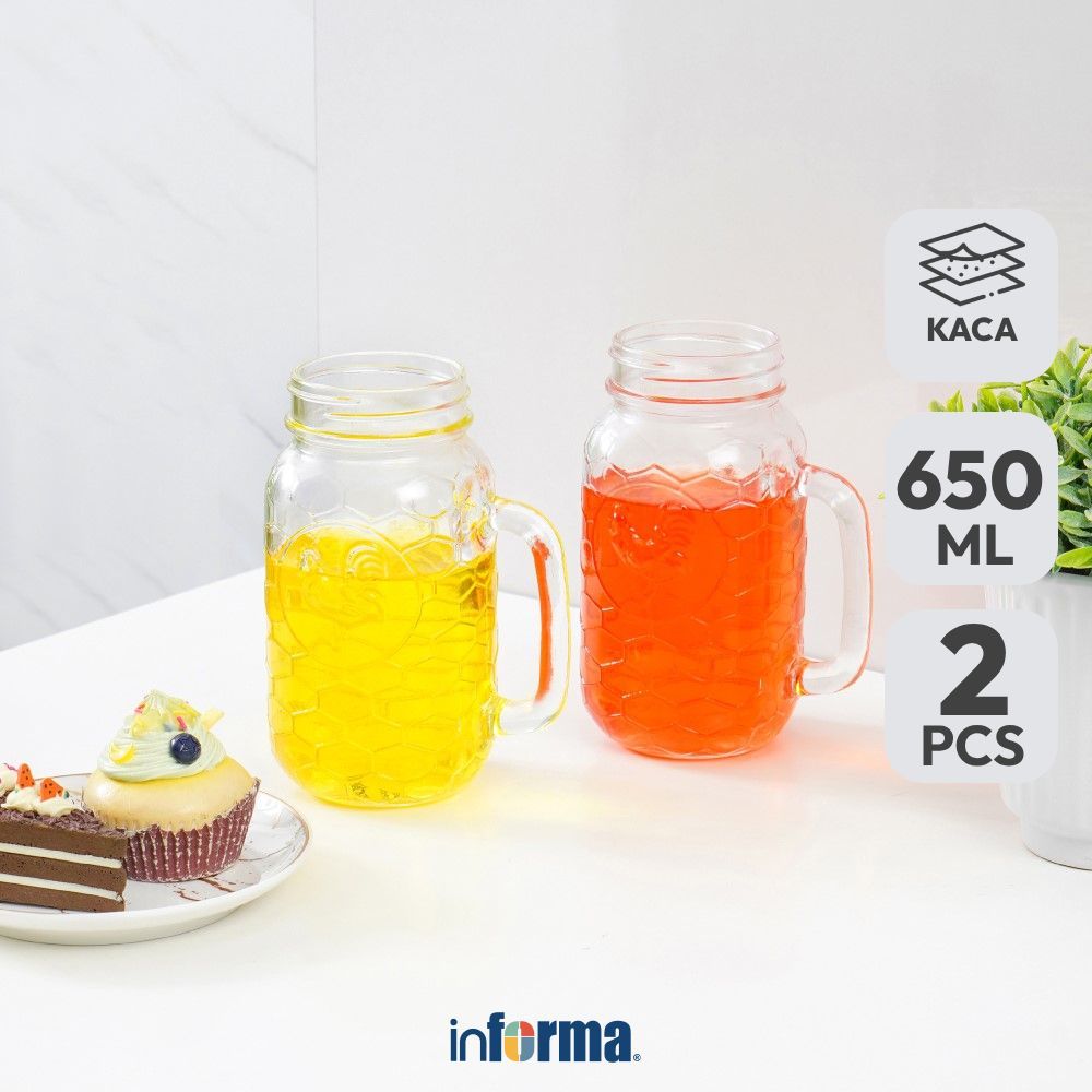 Informa Appetite Gelas Kaca Chic 650 ml Set 2 Pcs Transparan Cup Bening Wadah Air Minum Tempat Minum