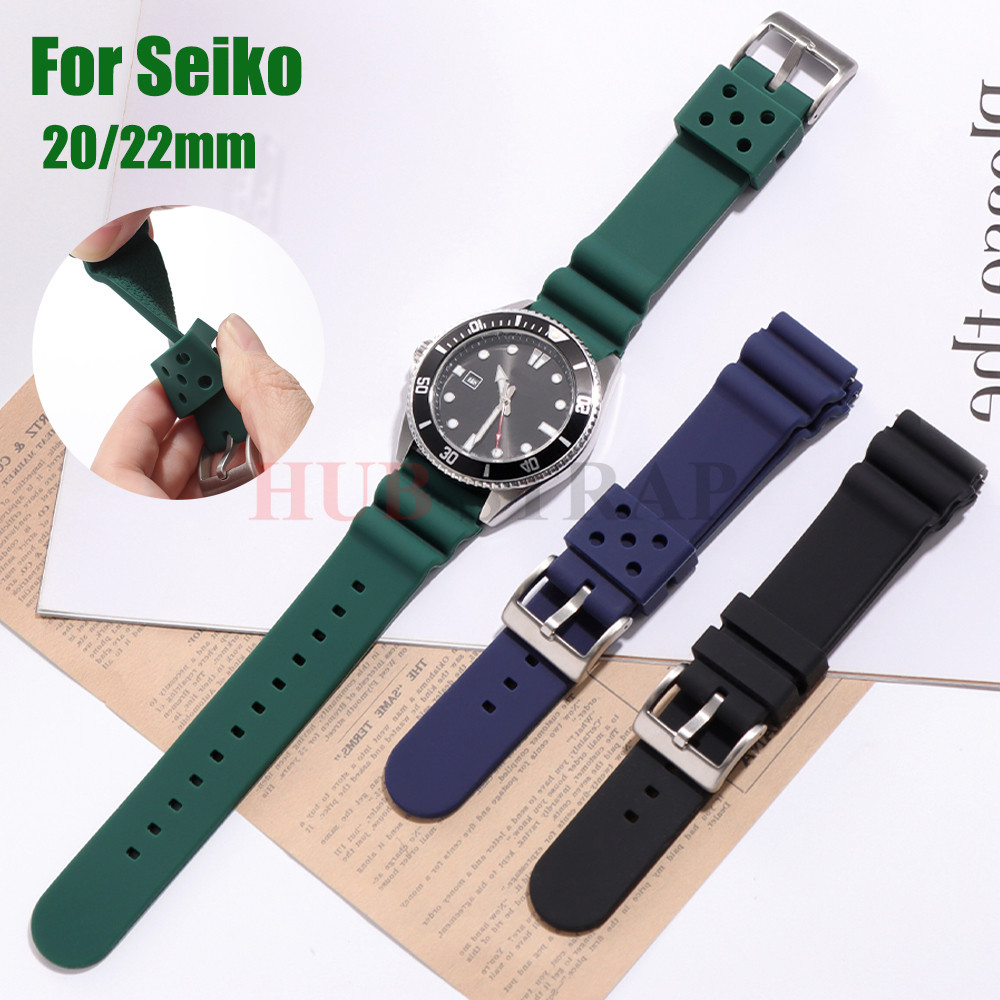 20mm 22mm Silicone Strap For Seiko SKX007/009 SRP777J1 Wat-band Sports Waterproof Resistant Strap Me