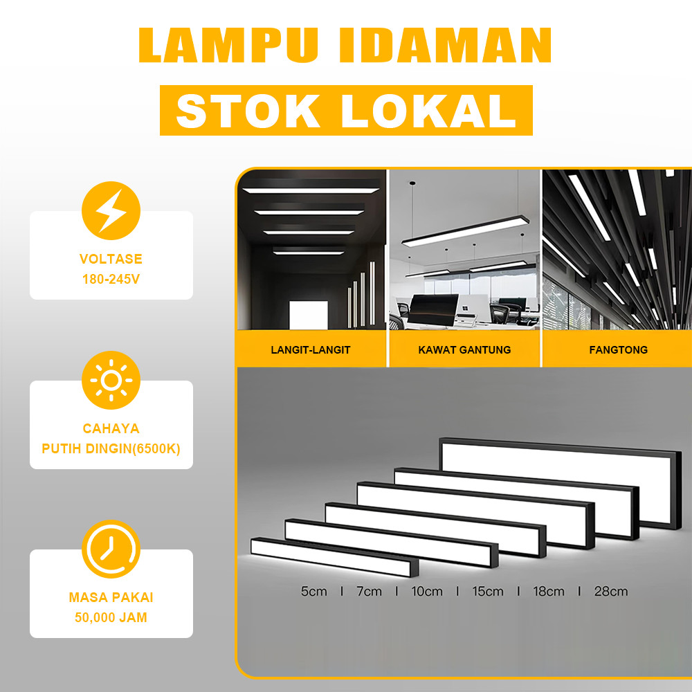 Lampu LED Plafon Kantor & Rumah 24W-88W Persegi Panjang, Lampu LED Datar Hemat Listrik, Penerangan R