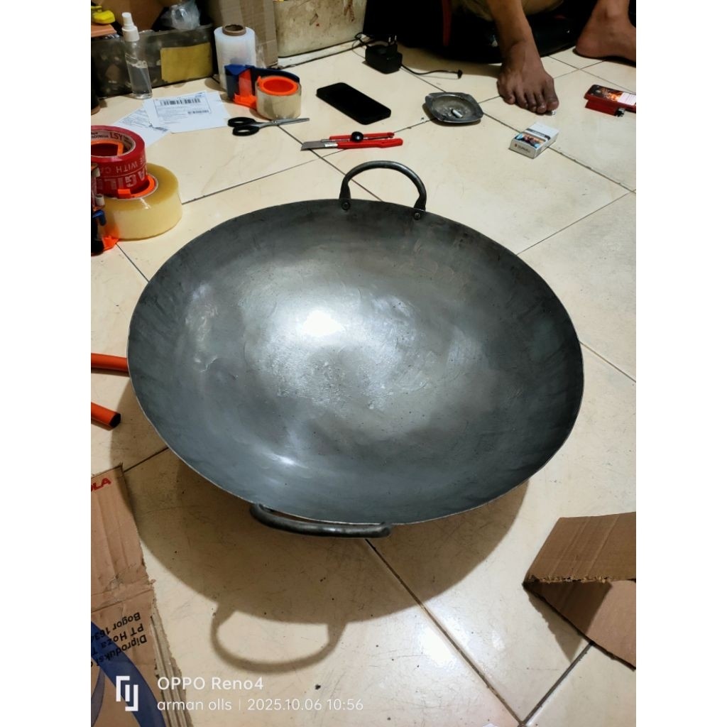 wajan penggorengan baja hitam 45cm / WOK KUALI PLAT BAJA HITAM 45