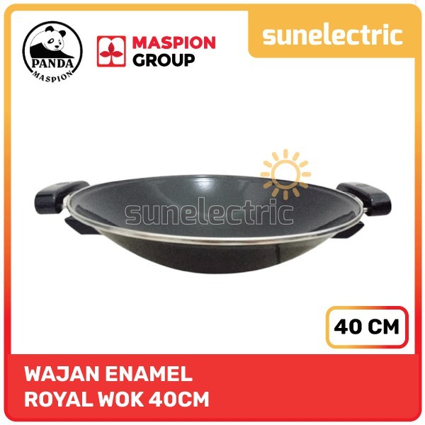 Maspion ENA Panci Wajan Penggorengan Bahan Enamel 40 cm Royal Wok Anti Lengket - Hitam